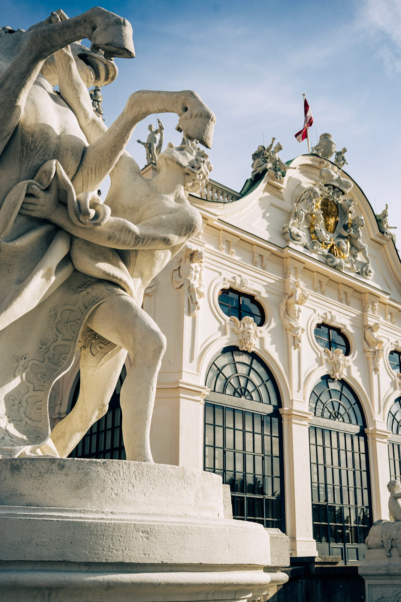 Belvedere Palace viewed past a horse statue.